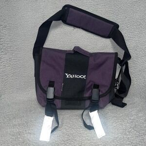 VTG Yahoo Messenger Tote Purple/Black 15x12 Adjustable Strap Crossbody Bag